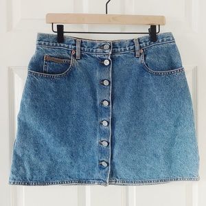 Calvin Klein Mini Denim Button Skirt